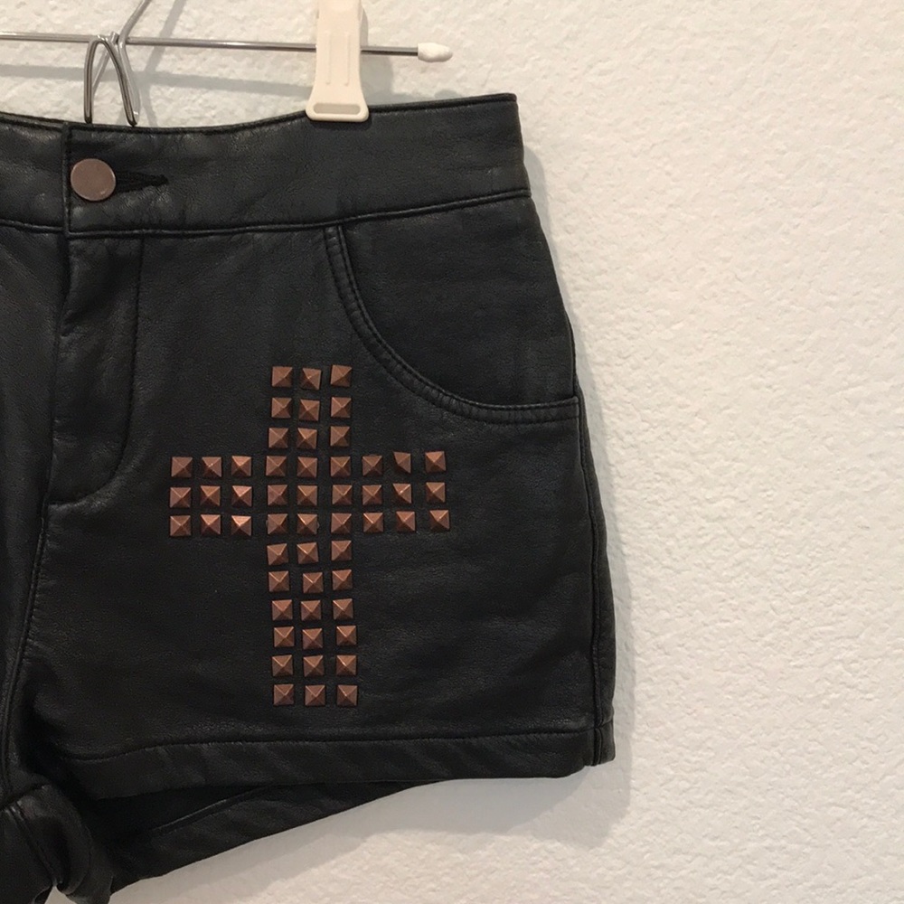 Leather shorts w/ cross
